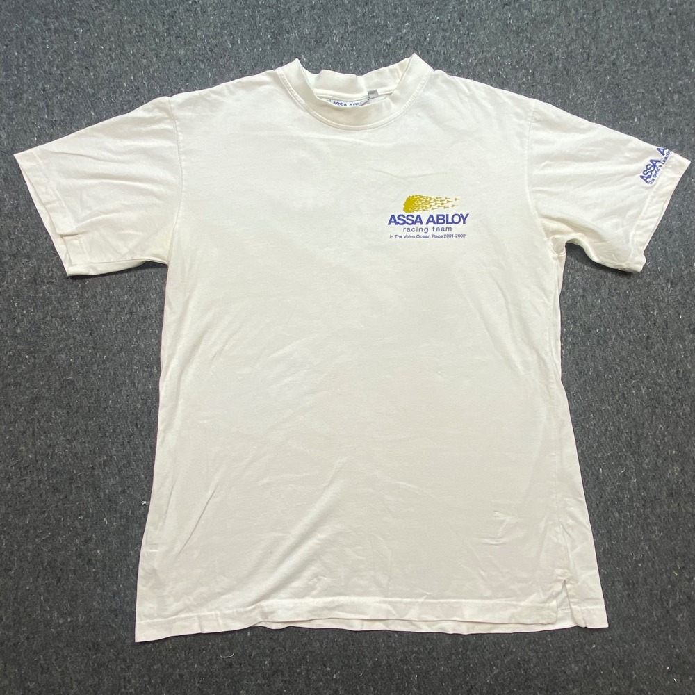 Assa Abloy Racing Team Shirt M Mens White Volvo Ocean Race 2001-2002 Graphic Tee